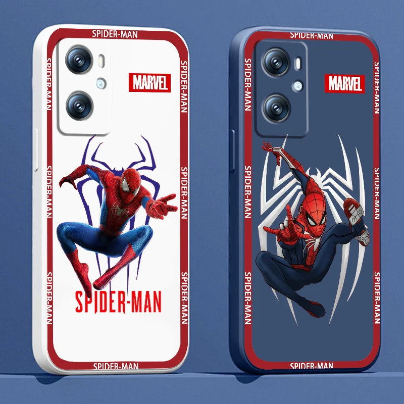 

Phone Case For OPPO Find X6 X5 X3 Lite A96 A94 A93 A77 A76 A74 A72 A57 A53S A16 5G Marvel SpiderMan Avengers Cute Liquid Rope