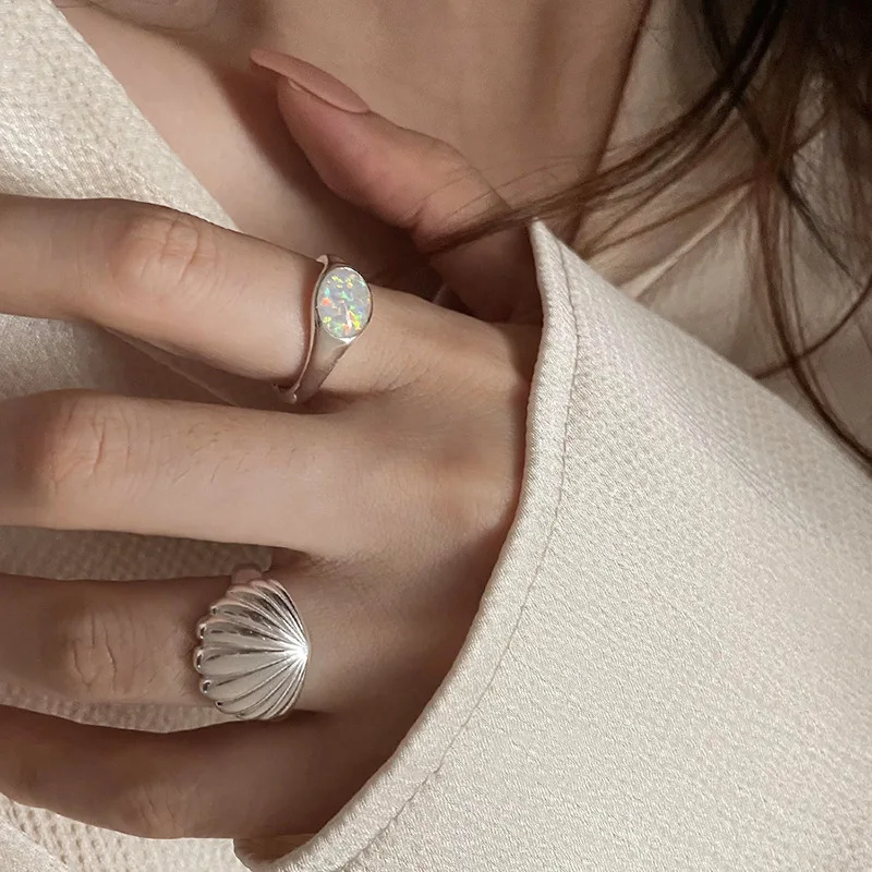 

Vintage Fashion Personality Shell Ring Unisex French Open Ring Banquet Jewelry Accessories Gift