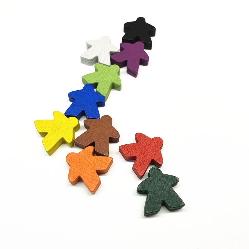 

10 Pieces/Lot Humanoid Wooden Pawn/ Chess 16mm Meeple For Board Game Accessories 16mm*6mm 10 Colors