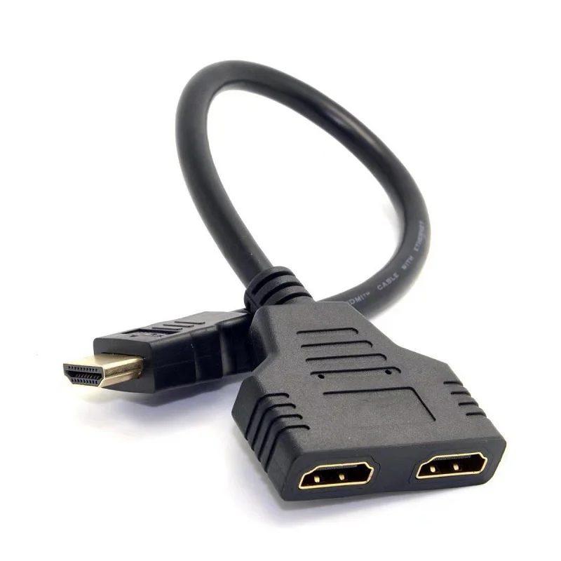 

HD 1080P V1.4 Male To Double Female Adapter Cable 1 In 2 Out Converter Connect Cable HD-MI Compatible 2 Dual Port Y Splitter