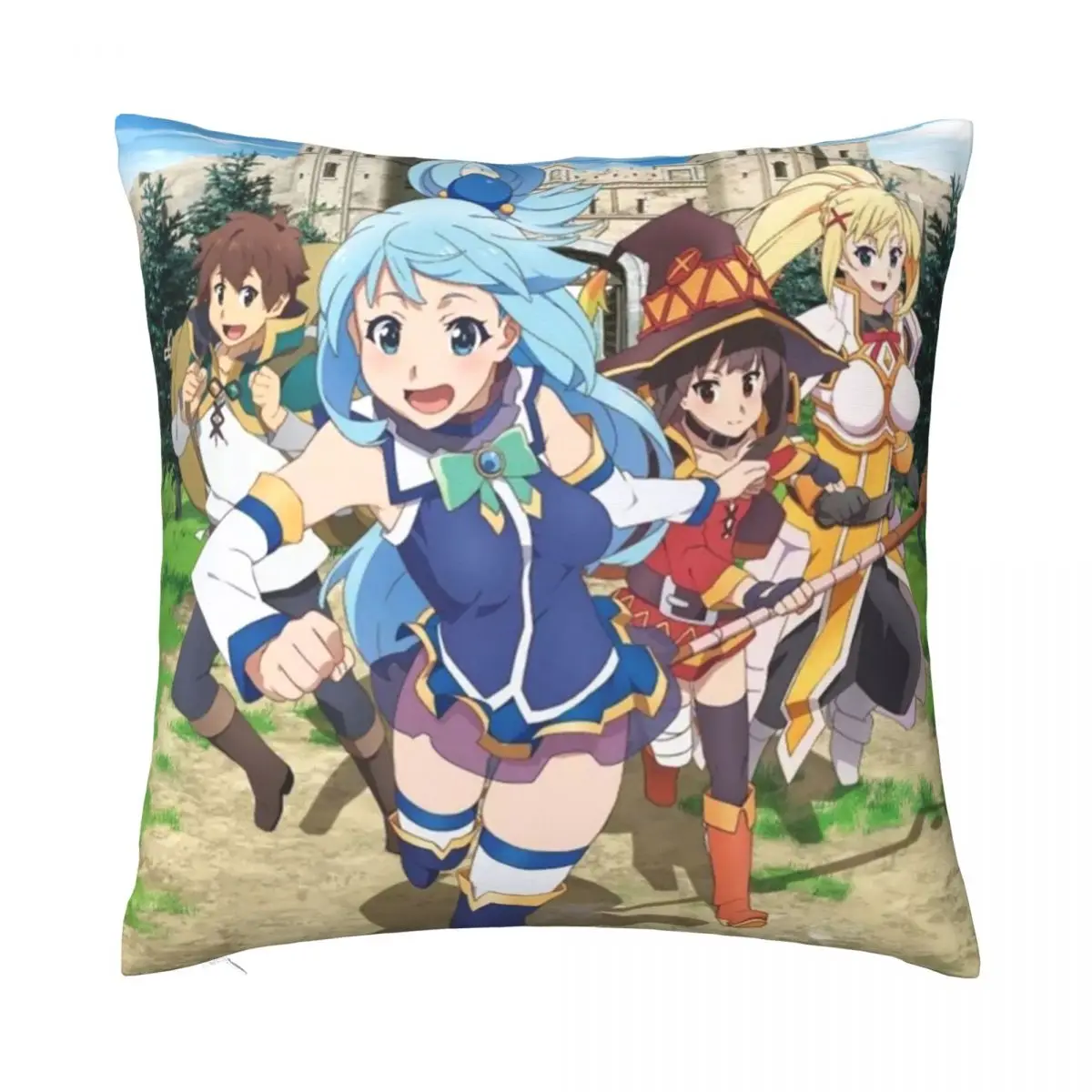 

KonoSuba Pillowcase Soft Polyester Cushion Cover Decorative Megumin Anime Throw Pillow Case Cover Home Square 45*45cm