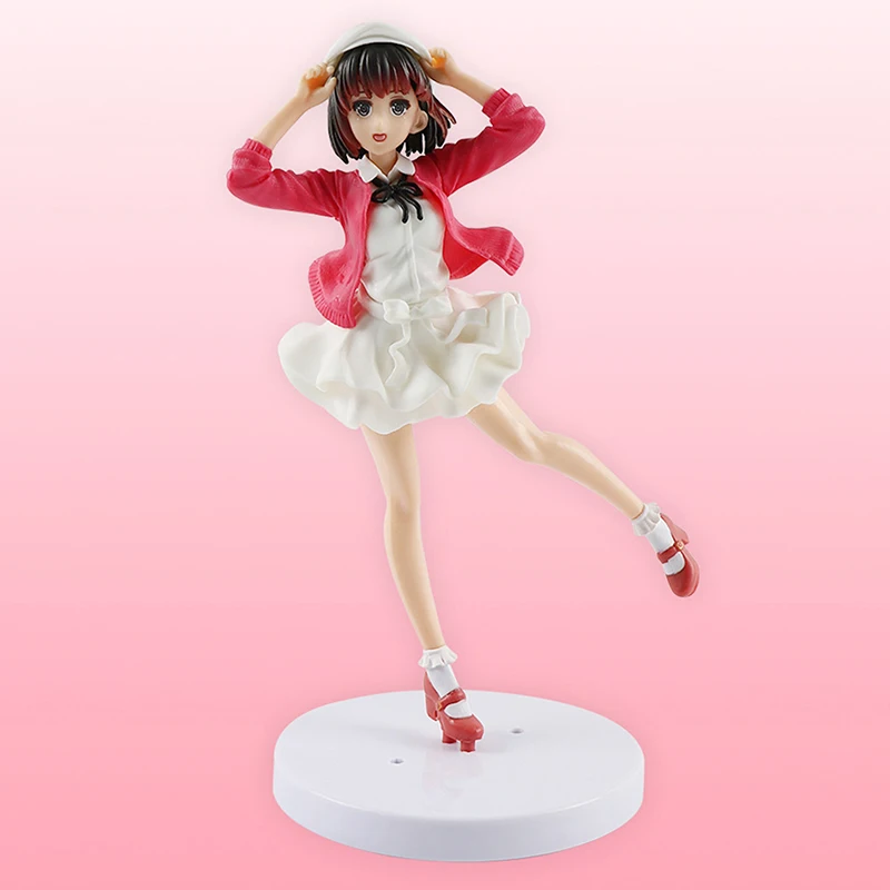 

20cm Anime Saekano How To Raise A Boring Girlfriend Action Figure Megumi Kato White Dress Kawaii Girl Doll Collectible Model Toy