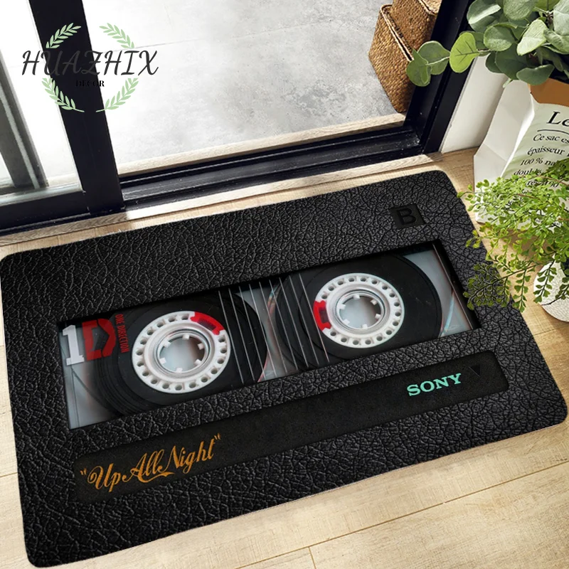 

Retro Cassette Music Tape Carpet for Entrance Door Mat Living Room Hallway Balcony Bathroom Anti-skid Rug Bedroom Floor Decor
