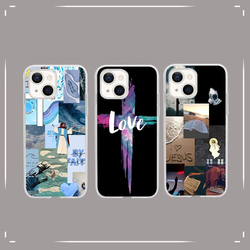 AU-32 Przezroczyste etui Jesus God Loves для Samsung A23 A52S A22S A55 A35 A25 A15 A34 A54 M23 M33 M52 M53