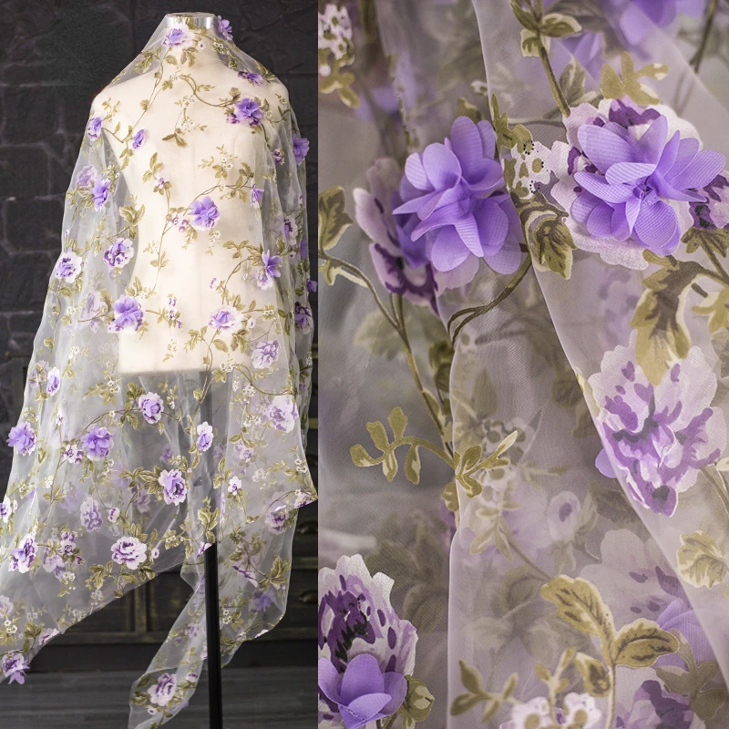 

Patterned Three-dimensional Embossed Jacquard Fabric Embroidered Mesh Skirt Material Background Clothing Designer Fabrics