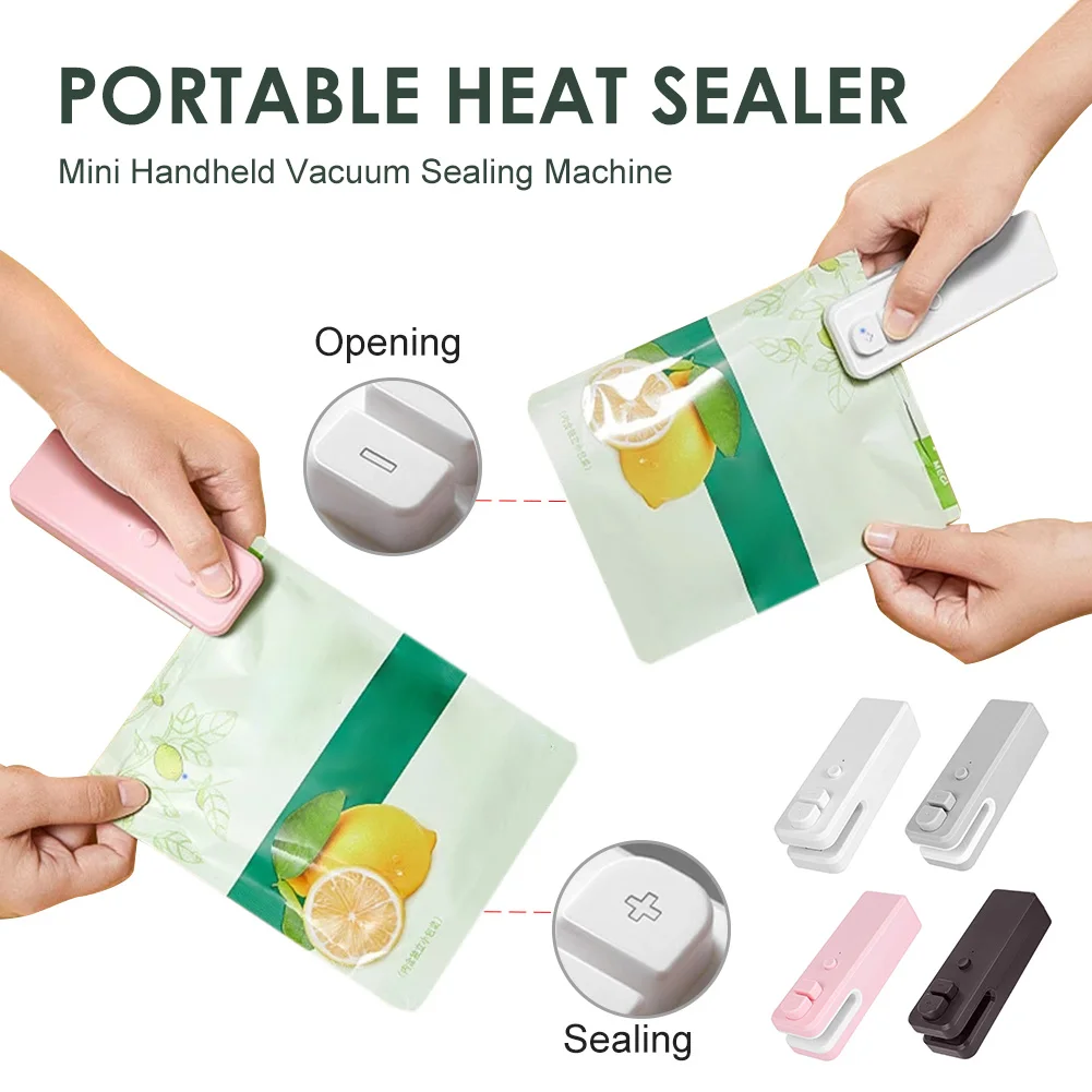 2 In 1 Mini Vacuum Heat Sealer Plastic Portable Package Storage Bag Sealing Machine Handy Food Snack Kitchen Bag Sealer Machine