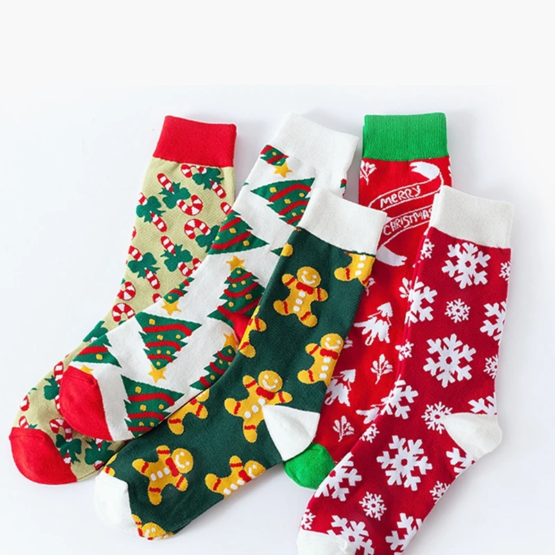 

Новые рождественские носки, мужские Смешные 2023, рождественская елка, снежинка, Санта-Клаус, лось, снег из хлопка, Мужские новогодние носки в ...