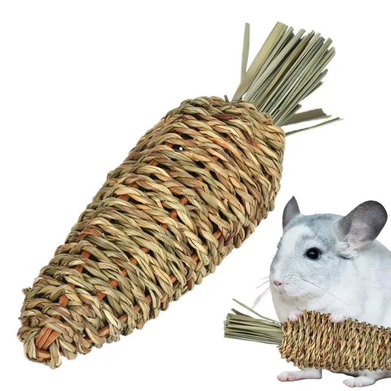 

Bunny Chew Toys Straw Rabbits Chew Toys For Teeth Edible Natural Bite Resistant Pet Toys For Teeth Grinding Chinchilla Guinea