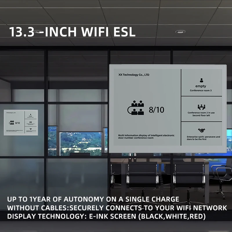 New  API Update 13.3'' Conference Room Digital Signage Display For Meeting Room Signs Table Card Wireless Remote Control