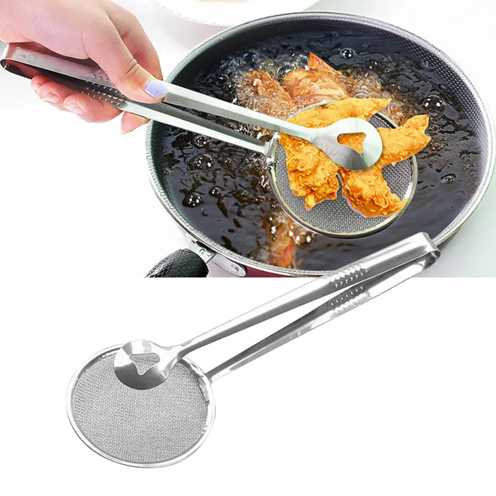

2 In 1 Cooking Tool Food Tong Filter Spoon Durable Easy Clean Stainless Steel FOOD TONG DESIGN