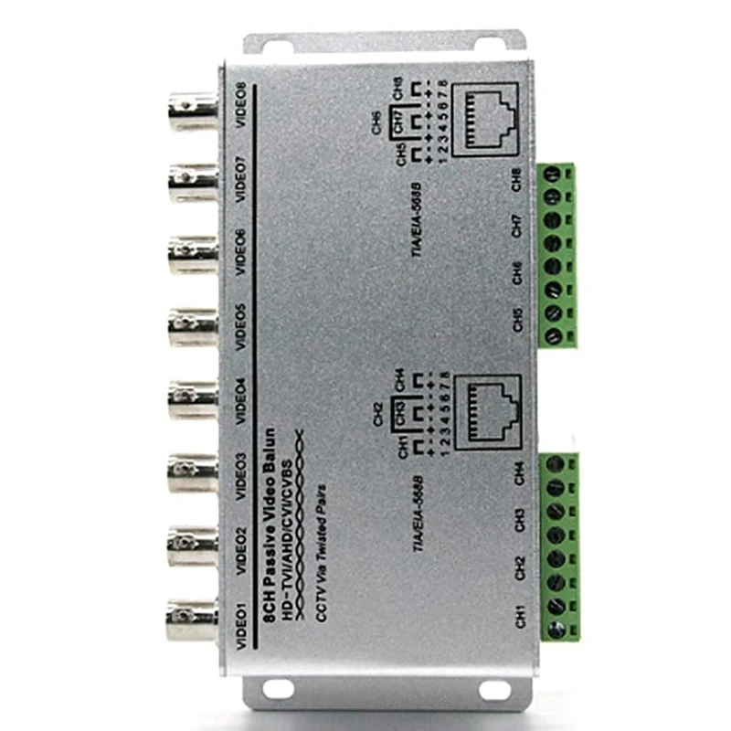 8-канальный UTP 720P/1080P HD пассивный видеопередатчик BNC к Cat5/5E/6 RJ45 (T568B) кабельный