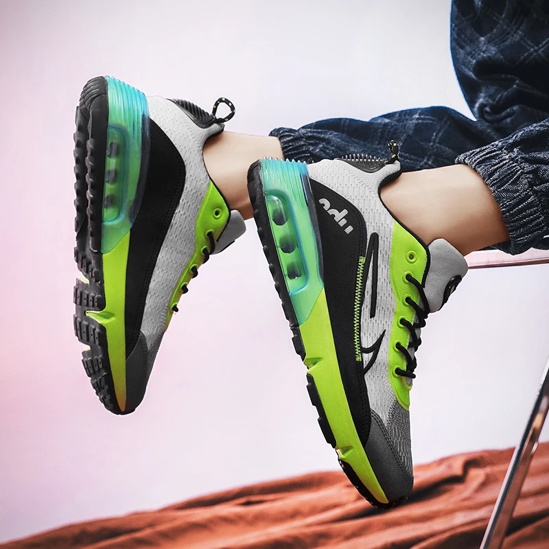 Air Cushion Male Sneakers Breathable Sport Running Shoes Men Lace-up Damping Athletic Gym Training Shoes Fashion Casual Footwear