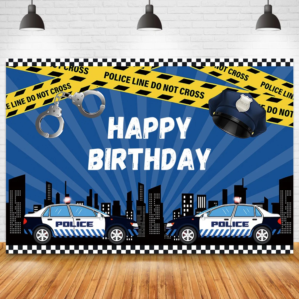 Тематический вечерние ничный фон с полицейским участком Мультяшные автомобили