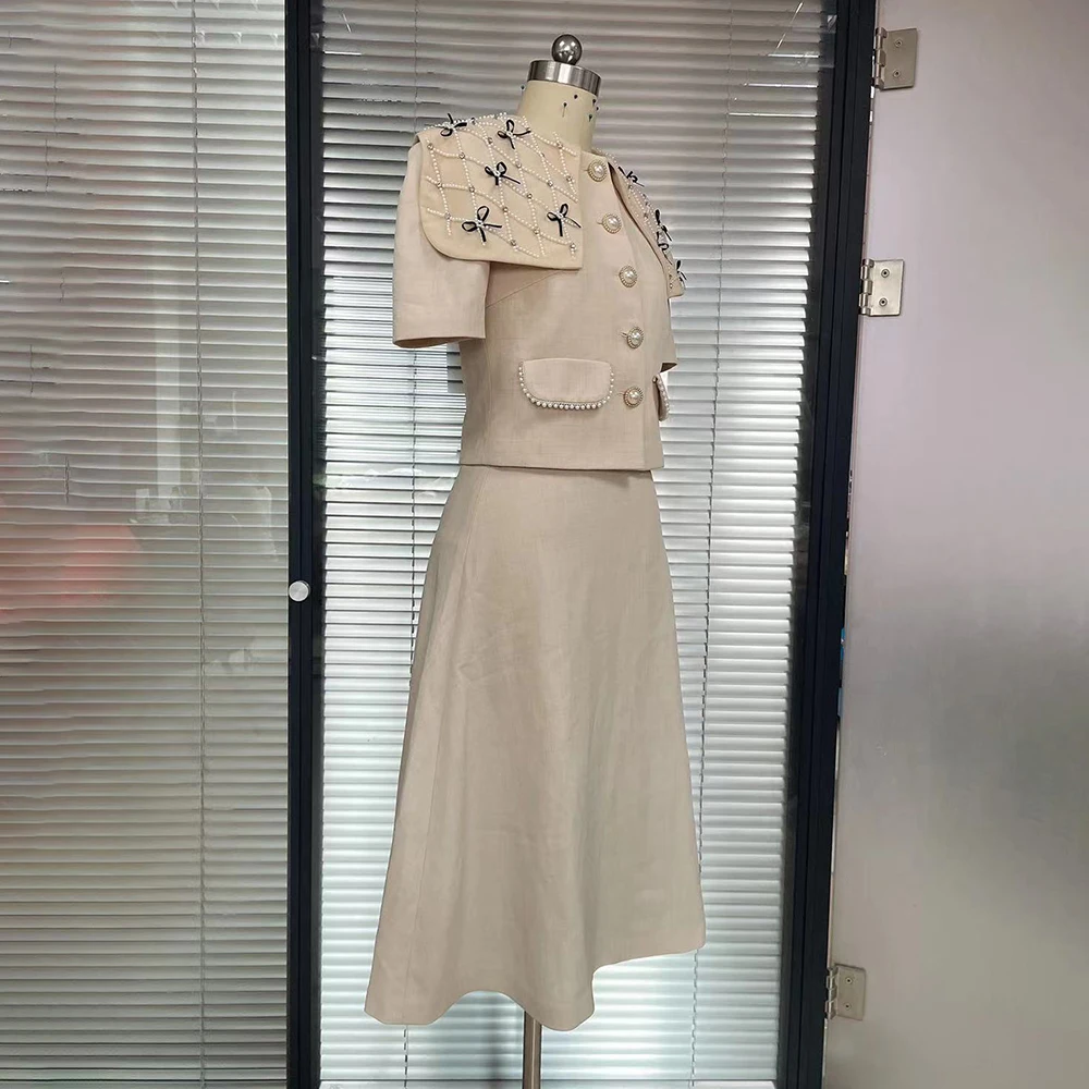 VGH абрикосовый комплект из двух предметов женский дизайн бисера шаль с короткими