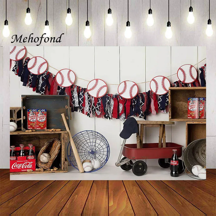 

Фотофон Mehefond деревянная стена Спортивная тематика Бейсбол Мальчики День рождения портрет украшение фон фотостудия