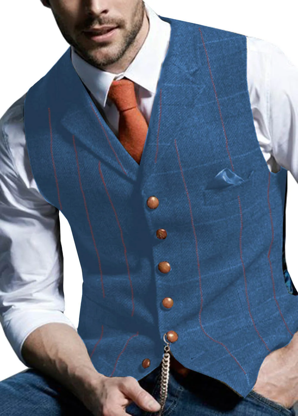 

Men's Vests Tweed Suit Business Clothing for Men Striped Waistcoat Punk Vest Groomman Wedding Brwon Black Grey Jacket