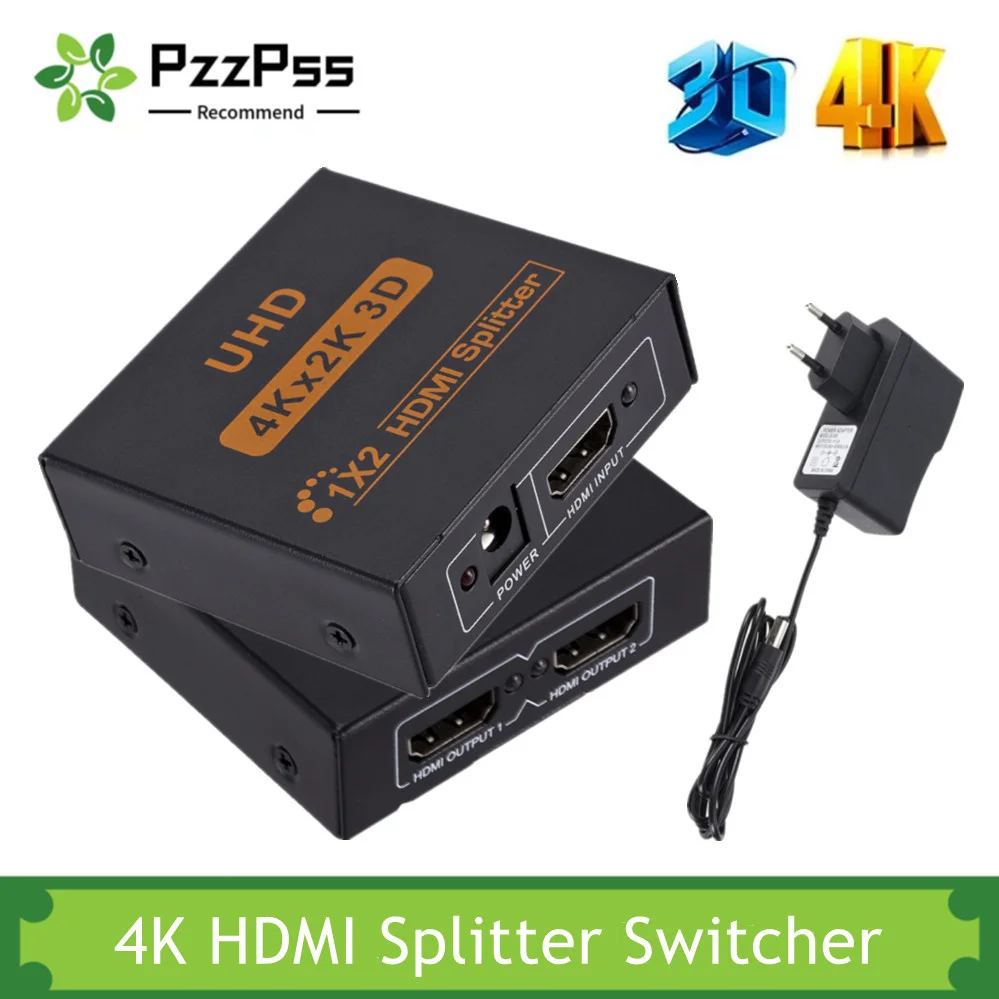 

Сплиттер PzzPss 4K HDMI Full HD 1080p 1 в 2 HDMI сплиттер видео переключатель HDMI 1X2 двойной дисплей для HDTV DVD PS3/4 XBOX