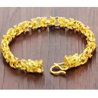 6mm wrist chain womens mens bracelet 18k yellow gold filled fashion dragon heads vintage jewelry gift 21cm long