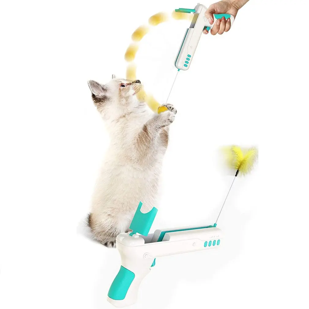 

Interesting interactive cat toy cat toy cat ball and cat feather free switching original cat gun pet toy cat gun