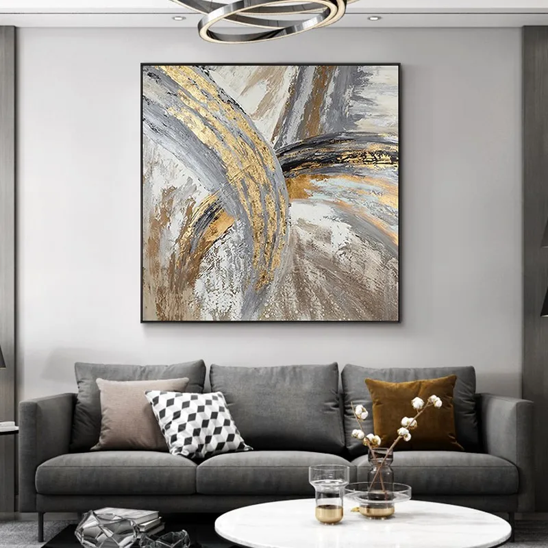 

Hand Painted Oil Painting For Living Room Sofa Background Wall Decoration Painting Abstract Gold Foil Painting Canvas Frameless