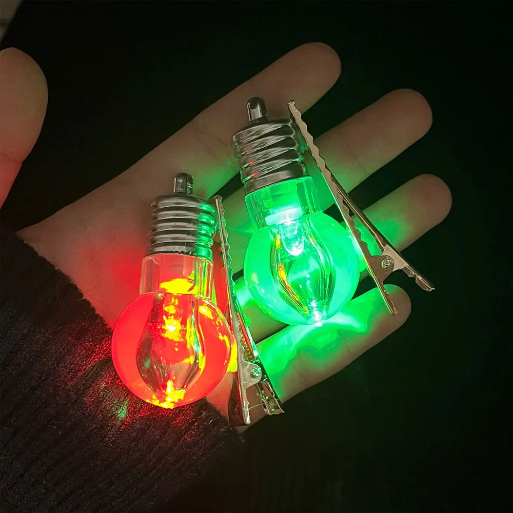 

Luminous Electric Bulb Luminous Hair Clip for Girls Women Funny Glowing Colorful Lighting Hairpin Dancing Party Accessories Gift