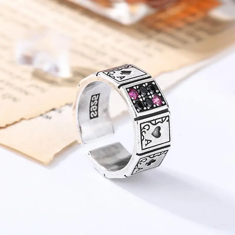 

New Design Playing Cards Open Cuff Finger Rings for Women Girl Fashion Vintage Jewelry Gift Party кольцо женское