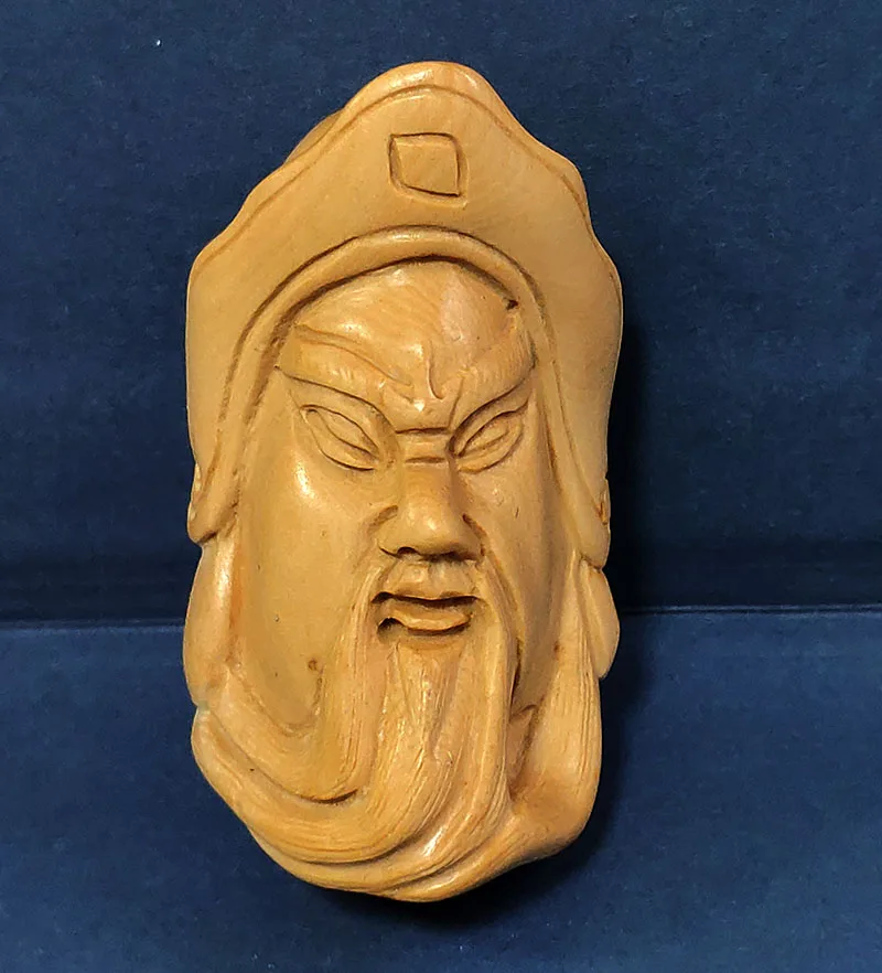 

Q4643 - 2 "резная вручную фигурка нэцке из ящика резьба: маска Гуань Юй Гун