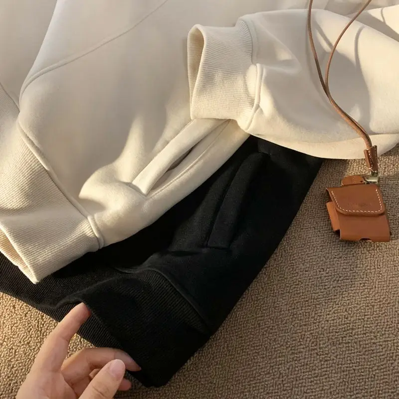 Абрикосовая замшевая толстовка Shandong Jimo женская весенне-осенняя оверсайз