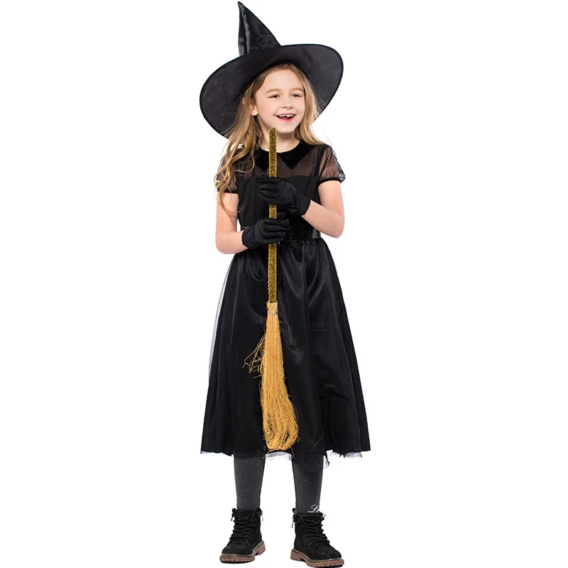 

Halloween Cosplay Anime Game Black Mesh Little Witch Children's Clothes Stage Play Costumes Photography Costume Dress