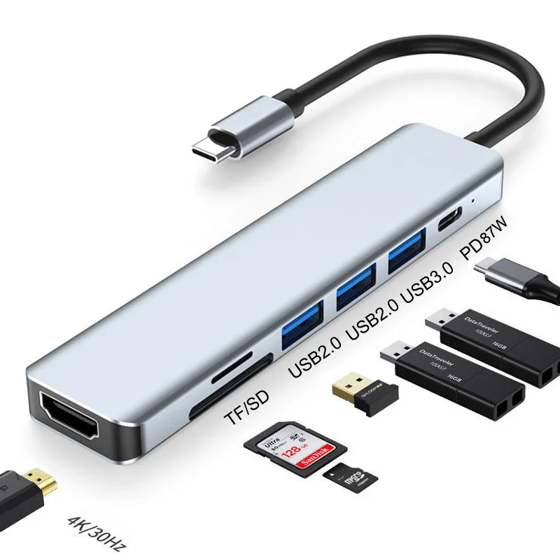 

Док-станция USB Type-C разветвитель на HDMI 4K Thunderbolt 3 адаптер для ноутбука с PD SD TF RJ45 для Macbook Air M1 ThinkPad