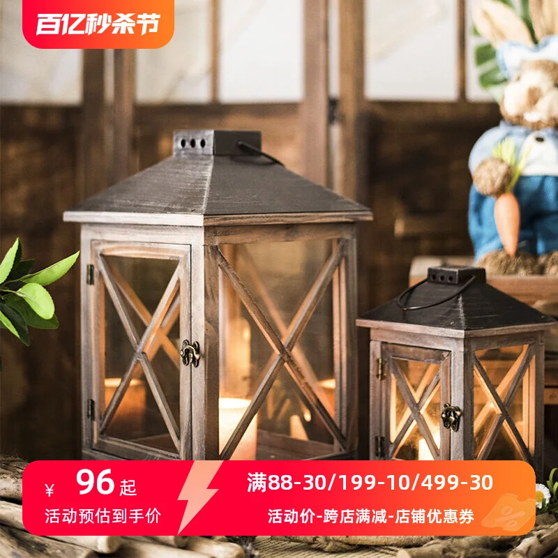 Американский Ретро Темный Деревянный подсвечник для лампы украшение кабинета