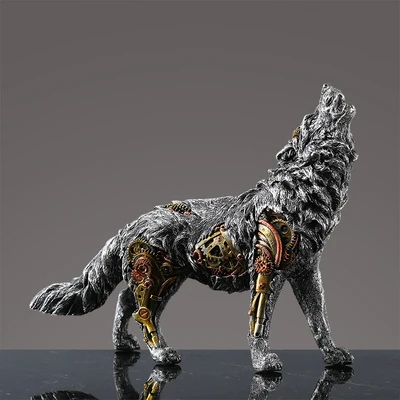 

Animal Statue Creative Machinery Wolf Horse Living Room Wine Cabinet Home Decorations