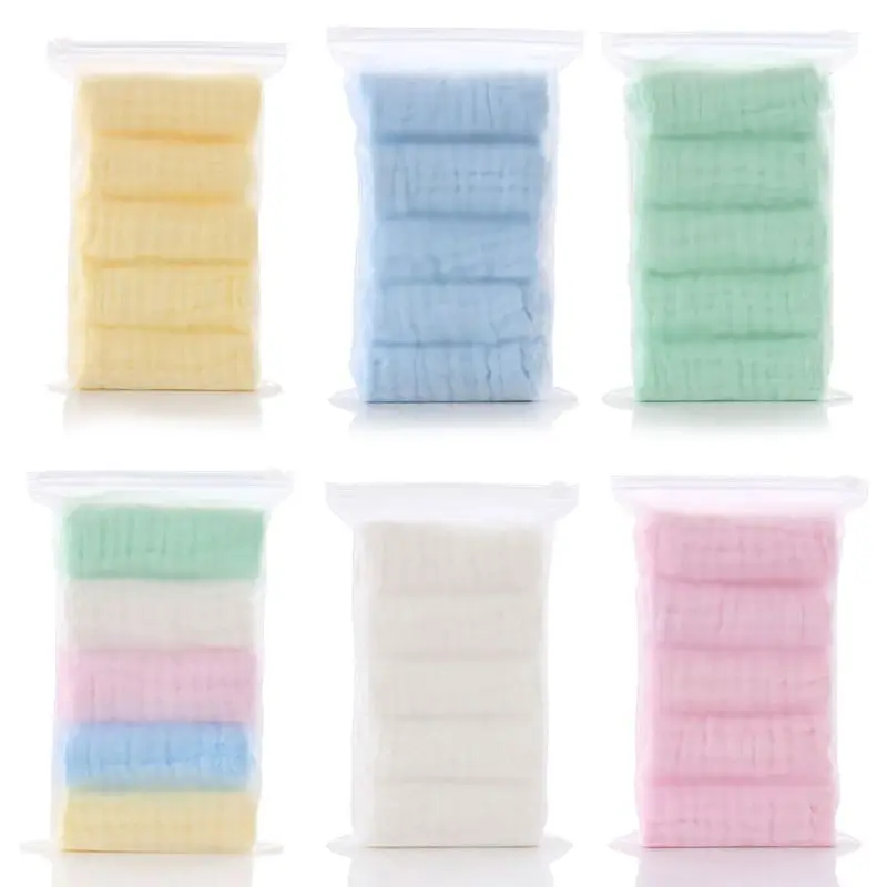 

5Pcs Cotton Towels Handkerchief Baby Towel Gauze Baby Bibs Bathing Feeding Face Washcloth Wipe Cloth