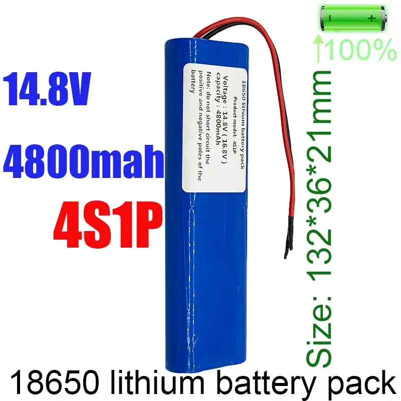 

New Lithium 14.8V 4800mAh Battery 14.8V-16.8V 4S1P 18650 4800mAh with PCB18650 with lead wires