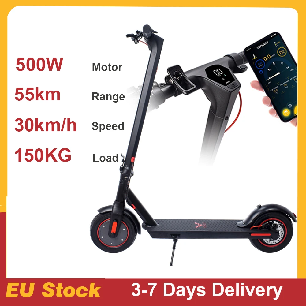 

EU Warehouse 10Inch 500W E Scooter Folding Fast Two Wheels Portable Electric Scooters Range 55KM Adult Electric Scooters