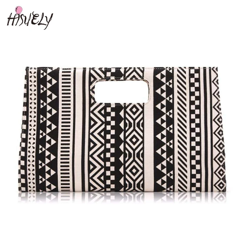 

2023 Women Classic Black And White Geometric Patterns Handbags Print Canvas Small Canvas Day Clutches Evening Bags High Quality