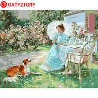 gatyztory frame diy painting by number kits women wall art picture acrylic paints coloring by numbers dog for home decors 60x75c