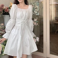 dresses for women dress white black party goth bandage spring summer light dress sexy off shoulder long puff sleeve short cute