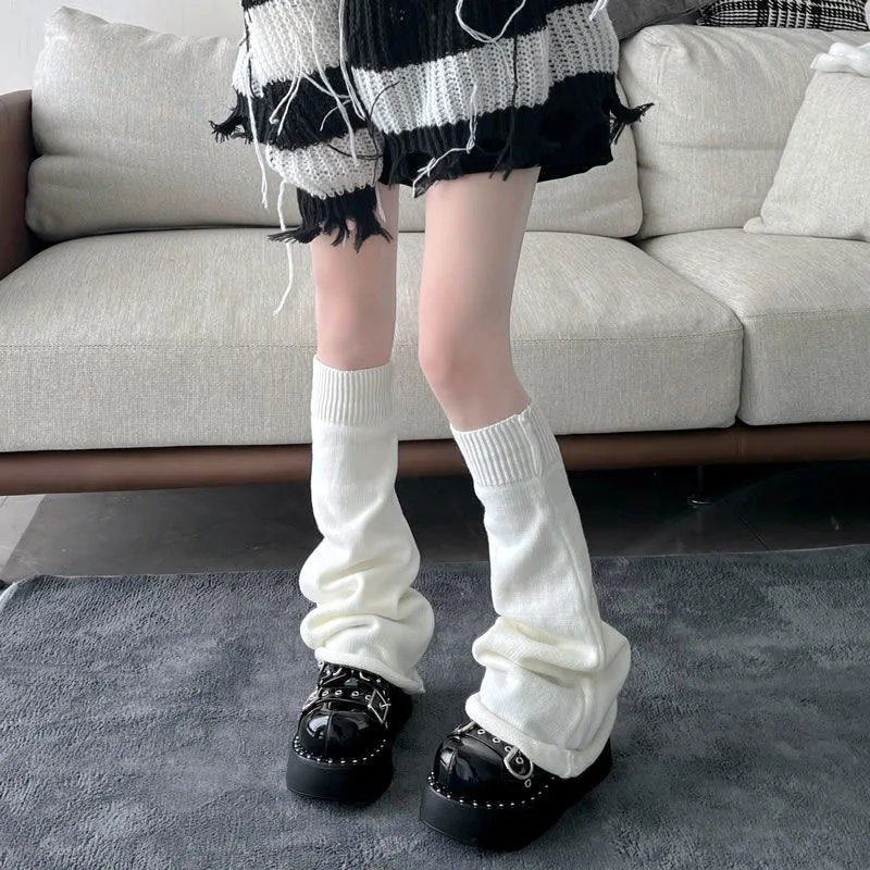 

Flared Knit Leg Warmers Trumpet Wool Loose Socks Y2K Millennium Subculture Lolita JK Mid-calf Length Sock Crus Coarse Slimmer