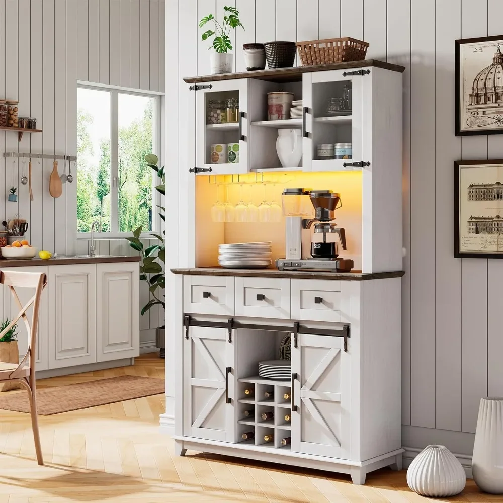 72 &quotКофейный бар винный шкаф с раздвижной дверью амбара и лампочками буфет