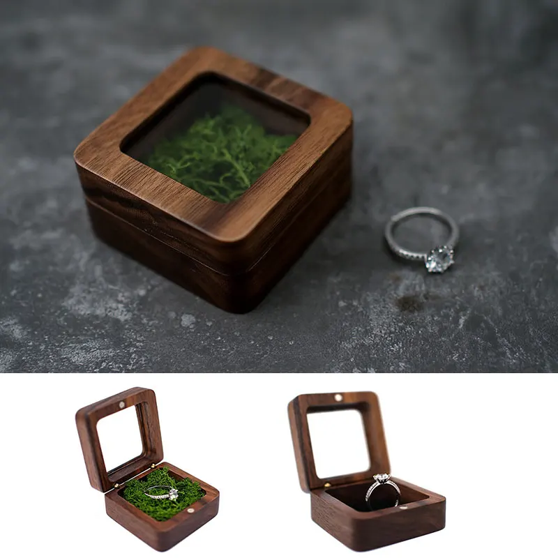 

1 Pc Wood Jewelry Box Wedding Ring Box Jewelry Gift Packaging Box