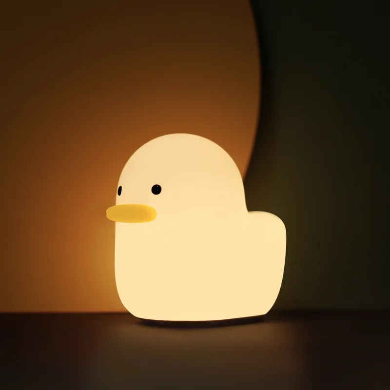 

Cartoon Dumb Duck Silicone Light USB Rechargeable Bedroom Bedside Night Light Touch Pat Light Eye Protection Atmosphere Light