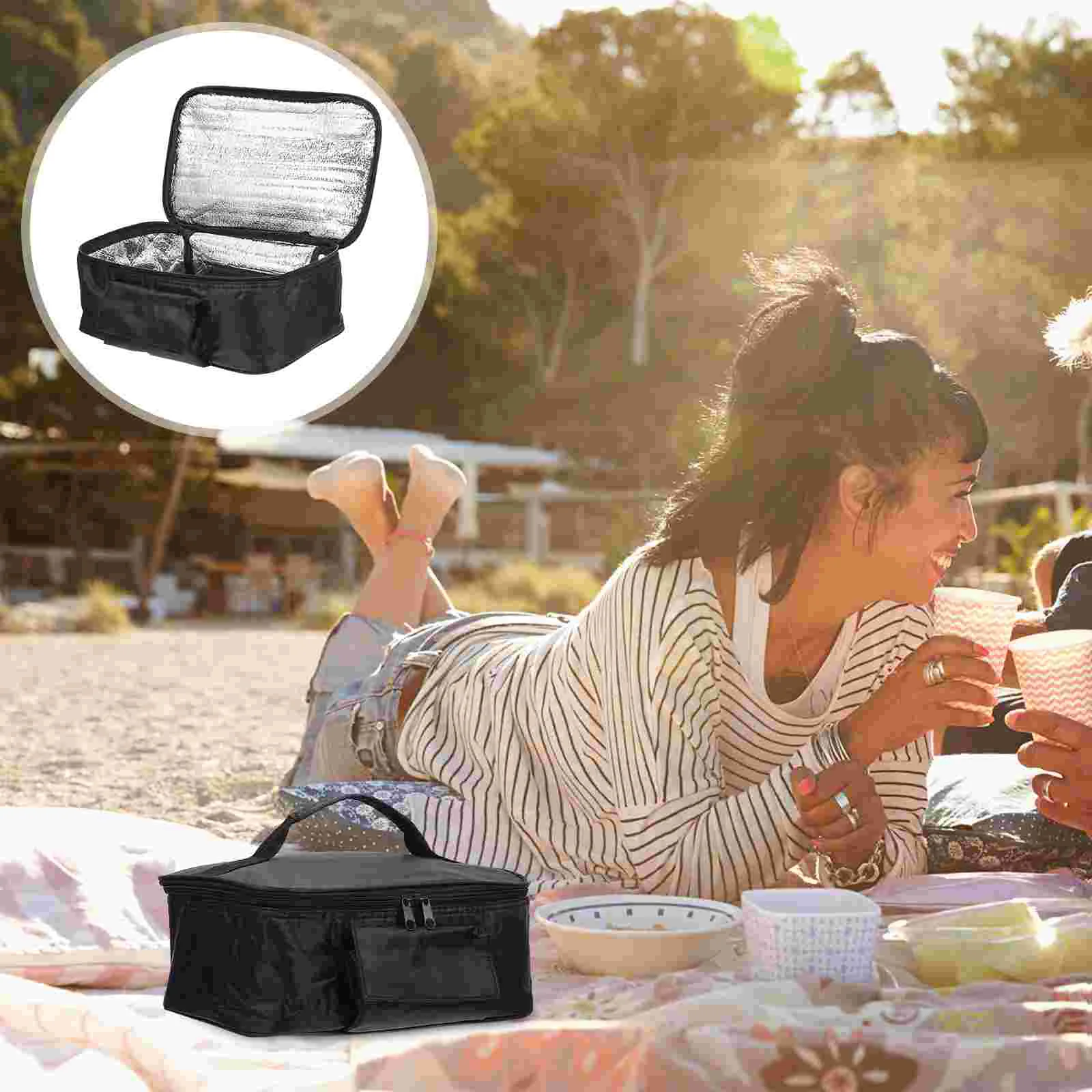 

Lunch Insulated Cooler Thermal Reusable Tote Grocery Outdoor Portable Handle Picnic High Volume Box Household Preservation Fresh