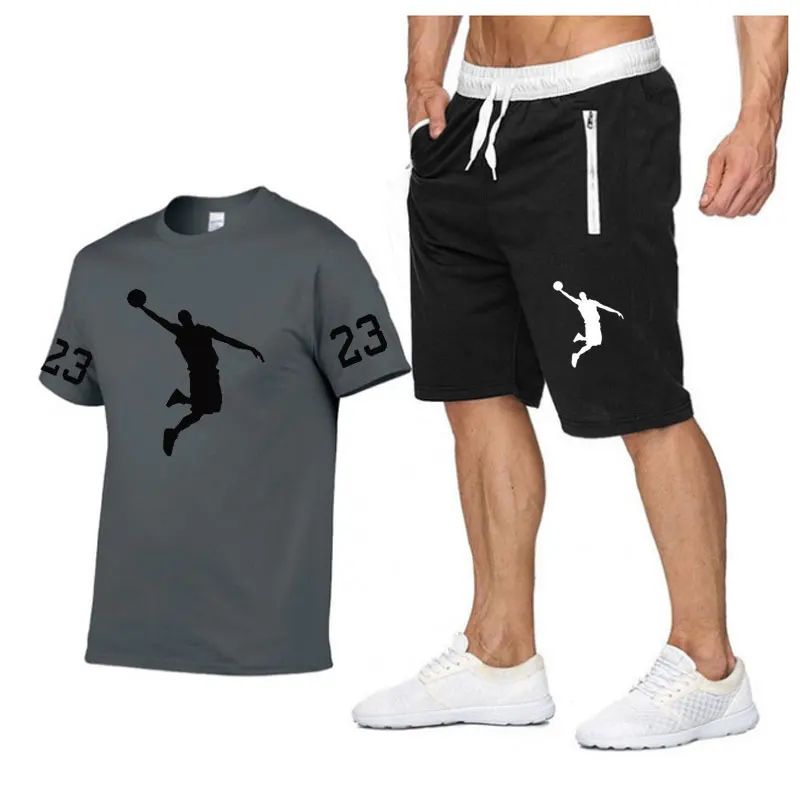 Мужской спортивный костюм из двух предметов Повседневная футболка с коротким