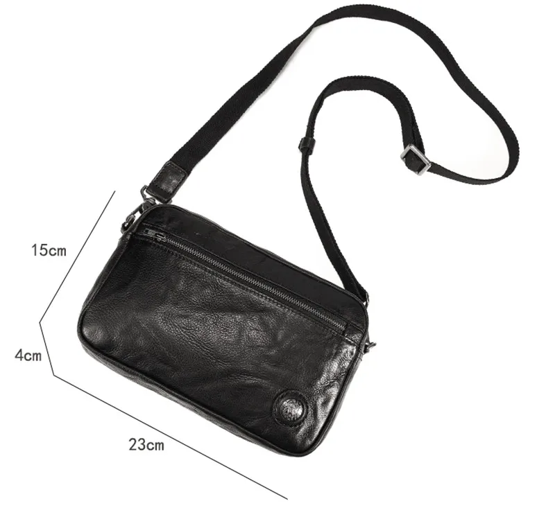 Fashion casual luxury natural genuine leather men's shoulder crossbody bag real cowhide multifunctional black clutch chest bag
