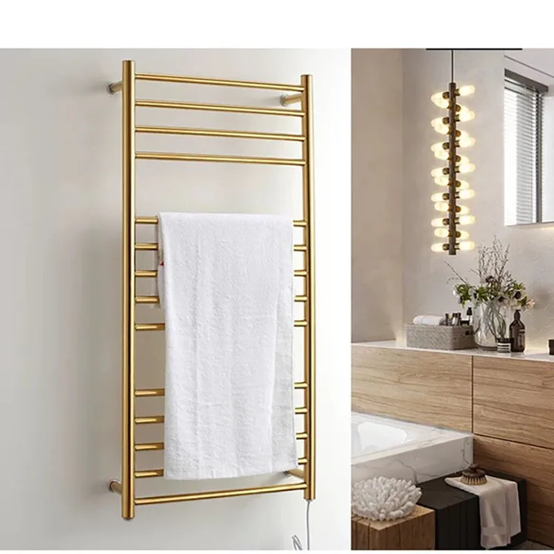 

NEW Fashion wall mounted Gold Towel warmer rack AC110-240V 162W 304 stainless steel waterproof Electric towel rack for bathroom