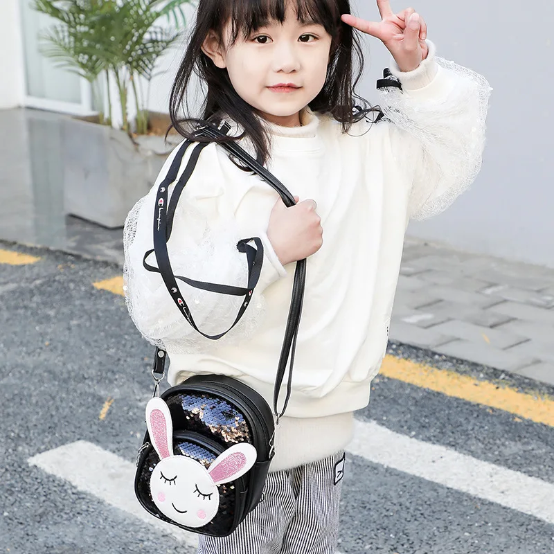 Sequins Bag for Kids Girl Mini Backpack Korean Baby Cute Side Shoulder Bag Dual-use Cartoon Crossbody Bag Kindergarten Schoolbag