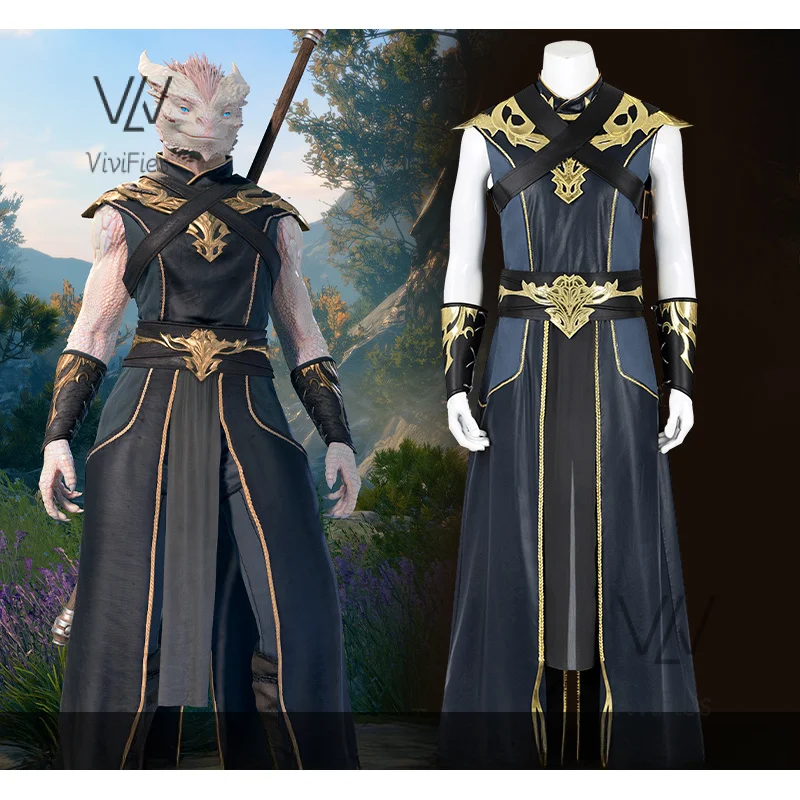 Костюм для косплея BG3 мужской белый костюм стрекозы и колдуна полный комплект