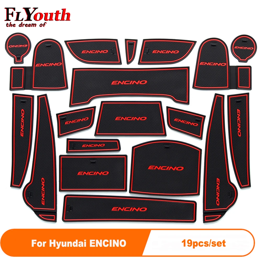 

19Pcs/Set Car Door Groove Mat For Hyundai ENCINO Auto Anti-Slip Cup Mat Non Slip Door Gate Pad Car Accessories