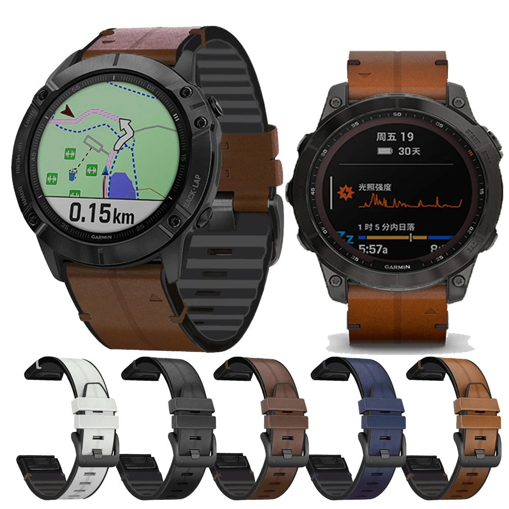 

Браслет для Garmin Fenix 7 7X, кожаный ремешок для смарт-часов, силиконовый 6 6X Pro 5X 5 Forerunner 935 945, быстросъемный ремешок для наручных часов, 22 26 мм
